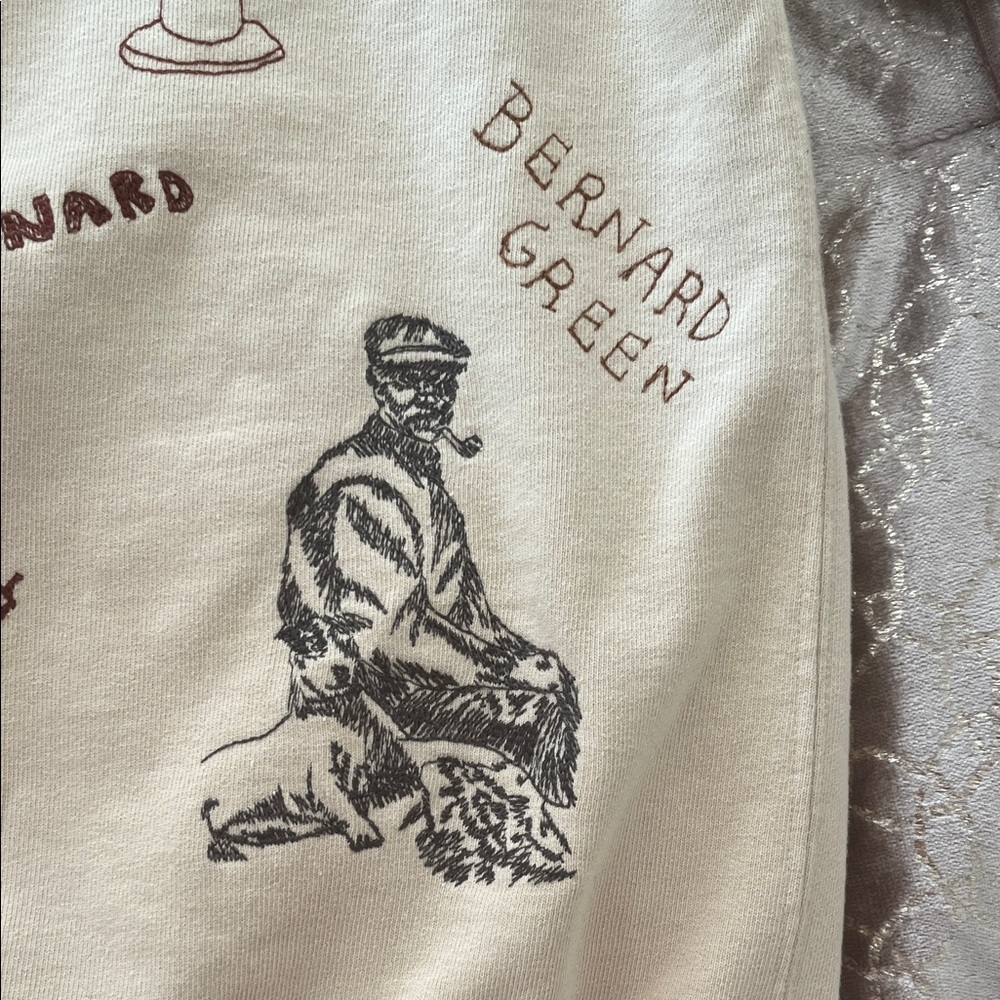 Graphic Cream Crewneck Sweater with Illustrated Motifs {small stain} - Picture 9 of 16